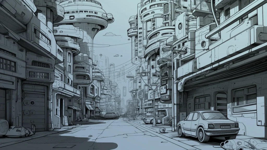 Futuristic city scape