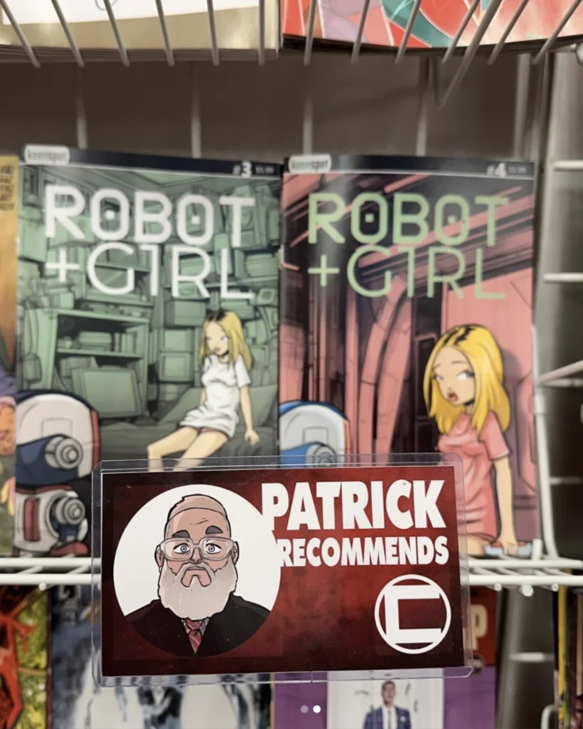 Robot+Girl in a local comic shop window